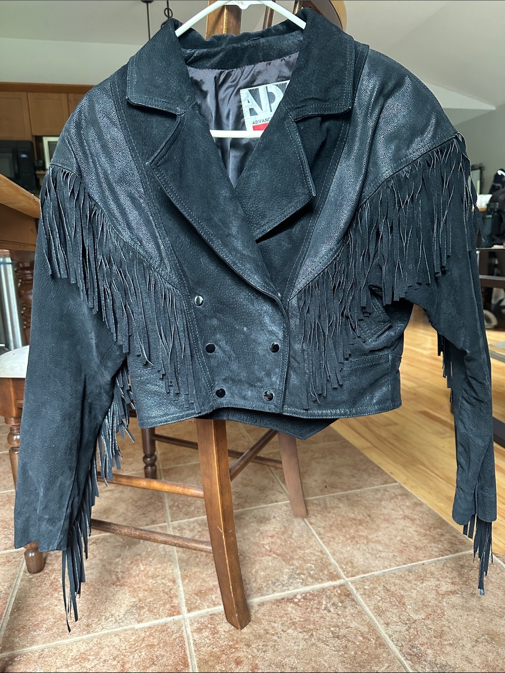 Ada Black Suede Fringe Cropped Leather Jacket